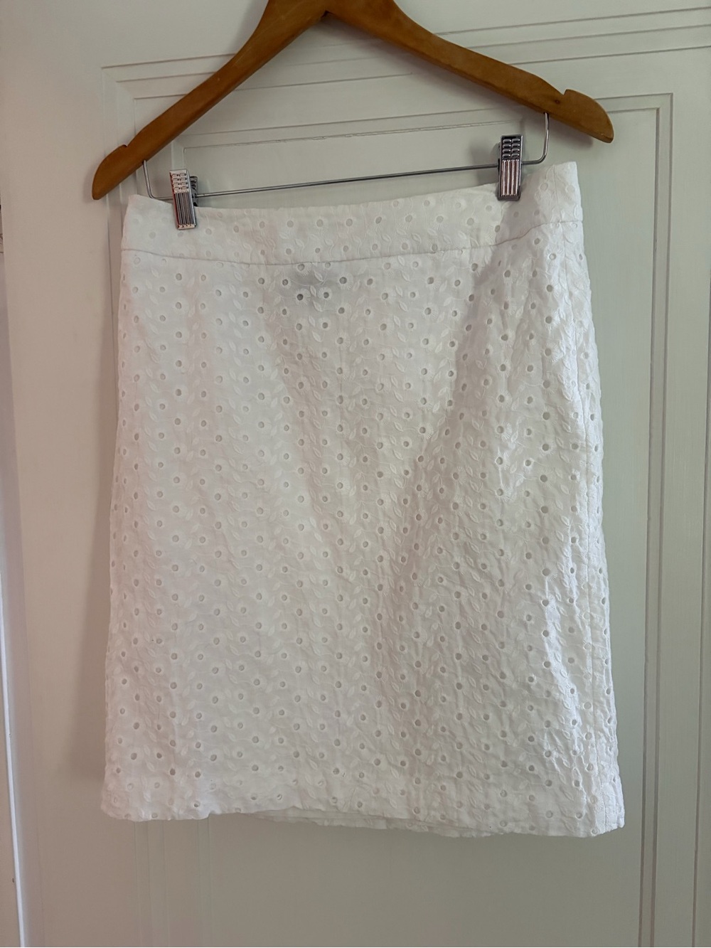 Brooks Brothers White Eyelet A-Line Midi Skirt